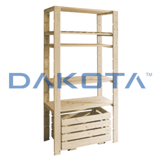 Scaffalatura Dakota Fat 4 ripiani in legno di abete bianco, 800x1700x400mm